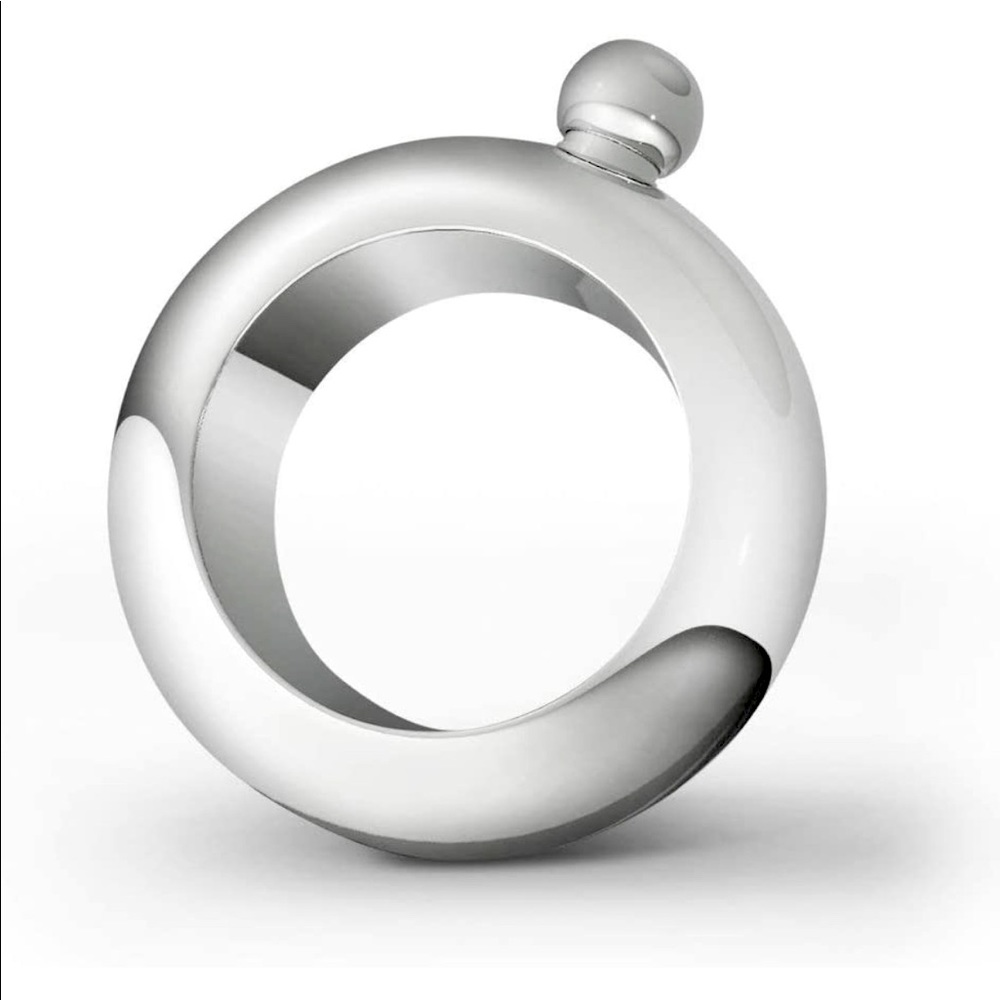 Silver smooth steel bracelet flask, 3.5 oz.